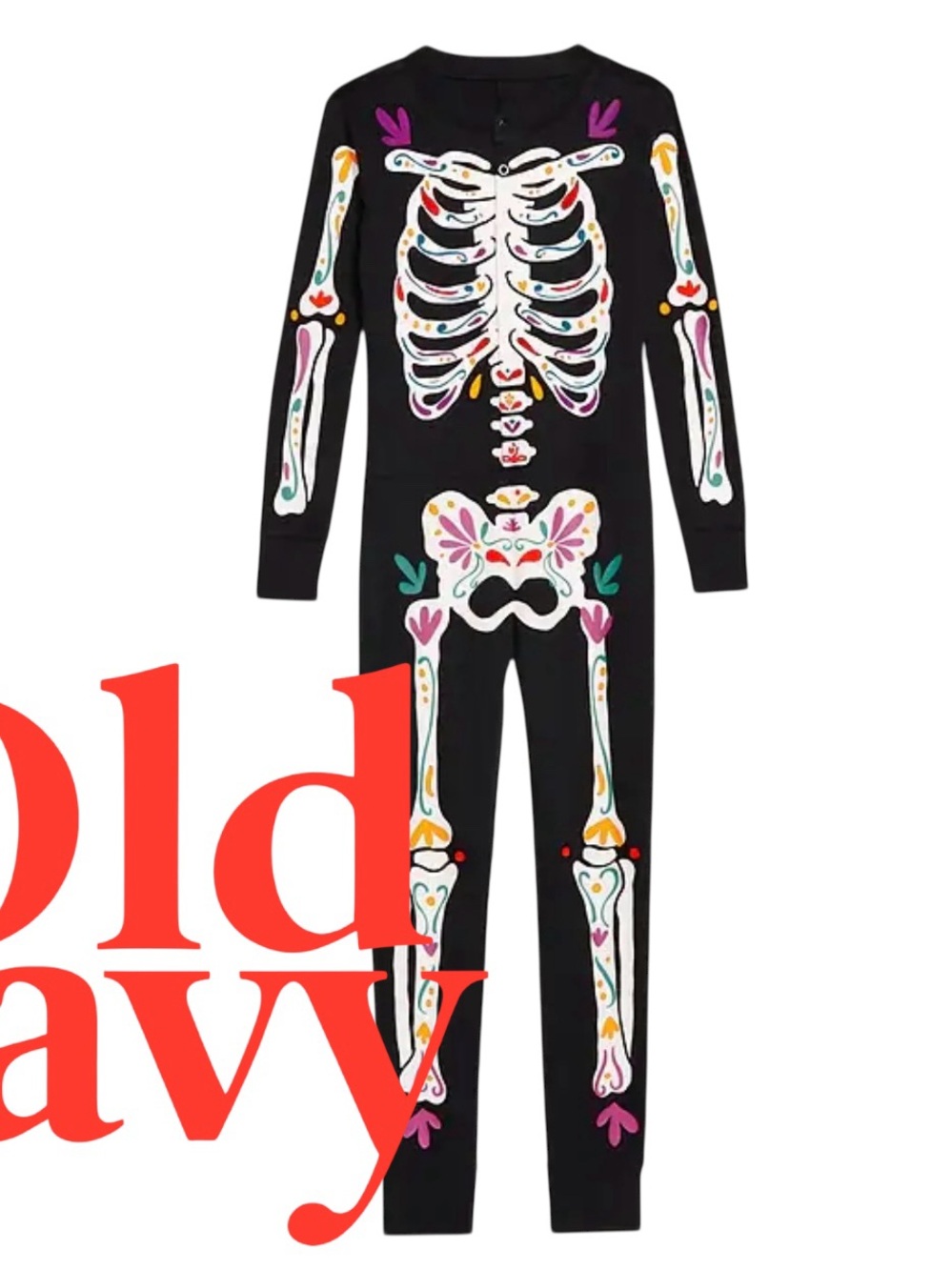 Old Navy Black Kids' Day of the Dead Skeleton Pajama Onesie size 6